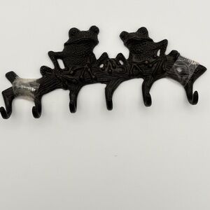 Cast Iron Frog 6 Hook Wall Hanger Key Rack
